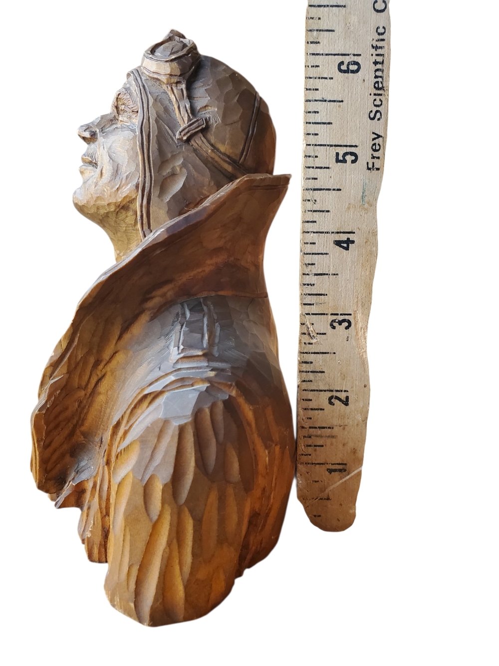 Vintage WWII Aviator Pilot Figurine Bust R. Wetherbee Carving - Picture 8 of 8